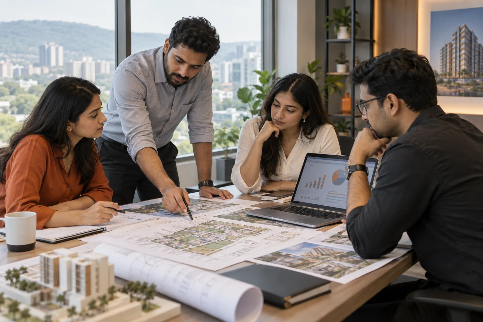 AI-created real estate team collaborating on project strategy